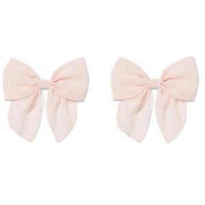 JANIE AND JACK 2-Piece Sheer Blush Pink Swiss Dot Bow Hair Clips Barrettes - NWT